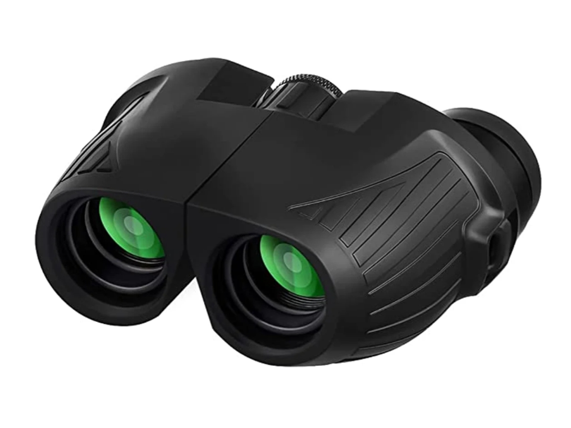 Binoculares compactos 12x25 con visión nocturna en condiciones de poca luz para niños, impermeables, para caza al aire libre, Bestvite (negros)