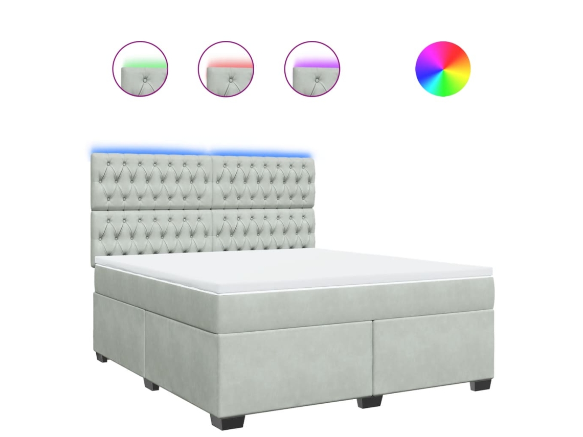 Maison Exclusive - Cama Box Spring Con Colchón Terciopelo Gris Claro 180x200 Cm