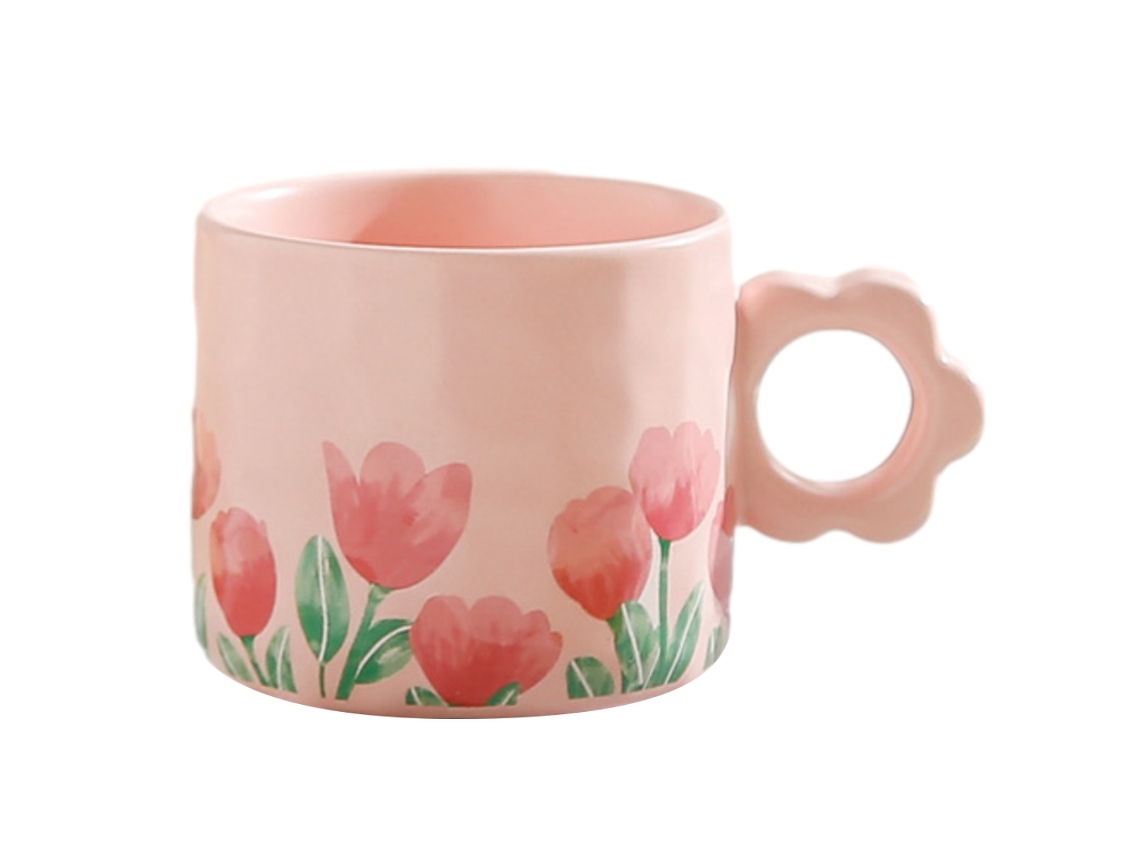Taza de cerámica con flores de 270ml, taza creativa para parejas, taza para desayuno en la oficina NEVEANCE