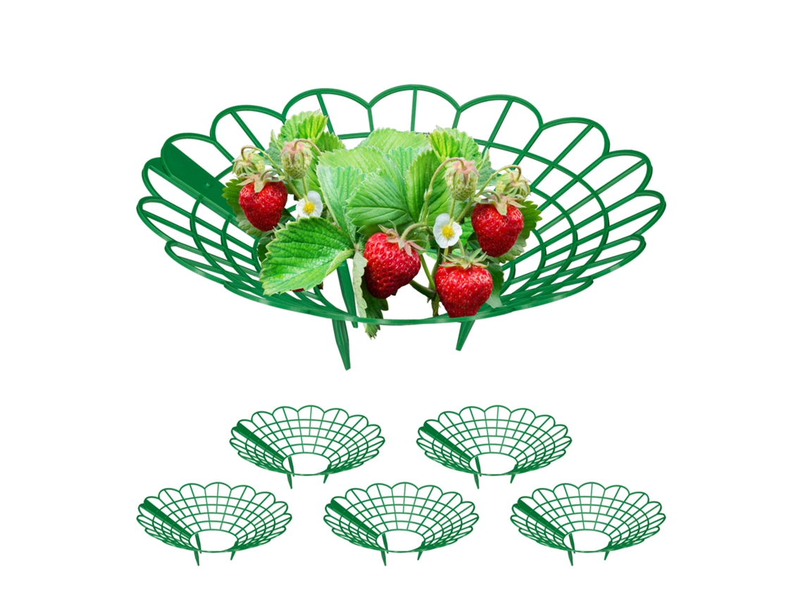 Relaxdays Soporte Para Fresas, Set De 6, Protección Contra Caracoles, Plástico, Rejilla Anti Putrefacción Y Moho, Verde