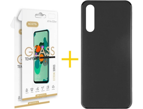 Carcasa + 2 Protectores de Pantalla Samsung A70 ACCETEL Negro