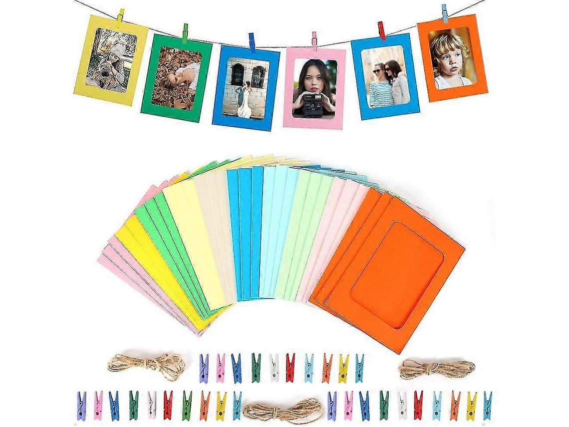30 Marcos De Papel Para Fotos Diy Colgantes Con Pinzas De Madera Y Cuerda Para Decoración De Pared Y Fiestas
