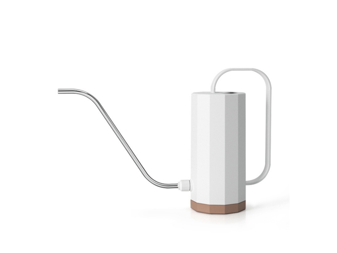 Regadera de plástico de estilo nórdico con boquilla larga y curva para plantas de interior.