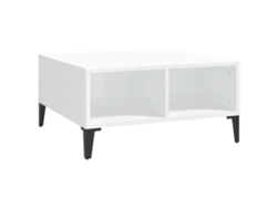 Mesa de centro con 4 compartimentos, diseño moderno y contemporáneo, 60 x 60 x 30 cm, madera industrializada blanca brillante, Dec038129