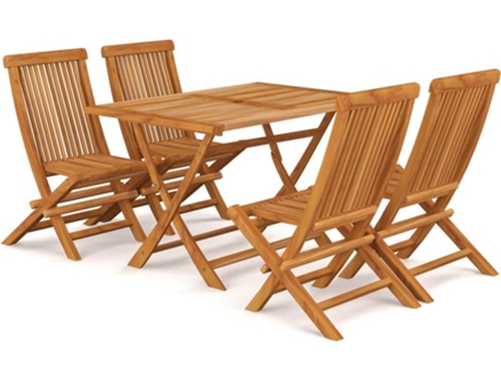 Conjunto 5 Conjunto de comedor de jardín VIDAXL madera maciza de teca
