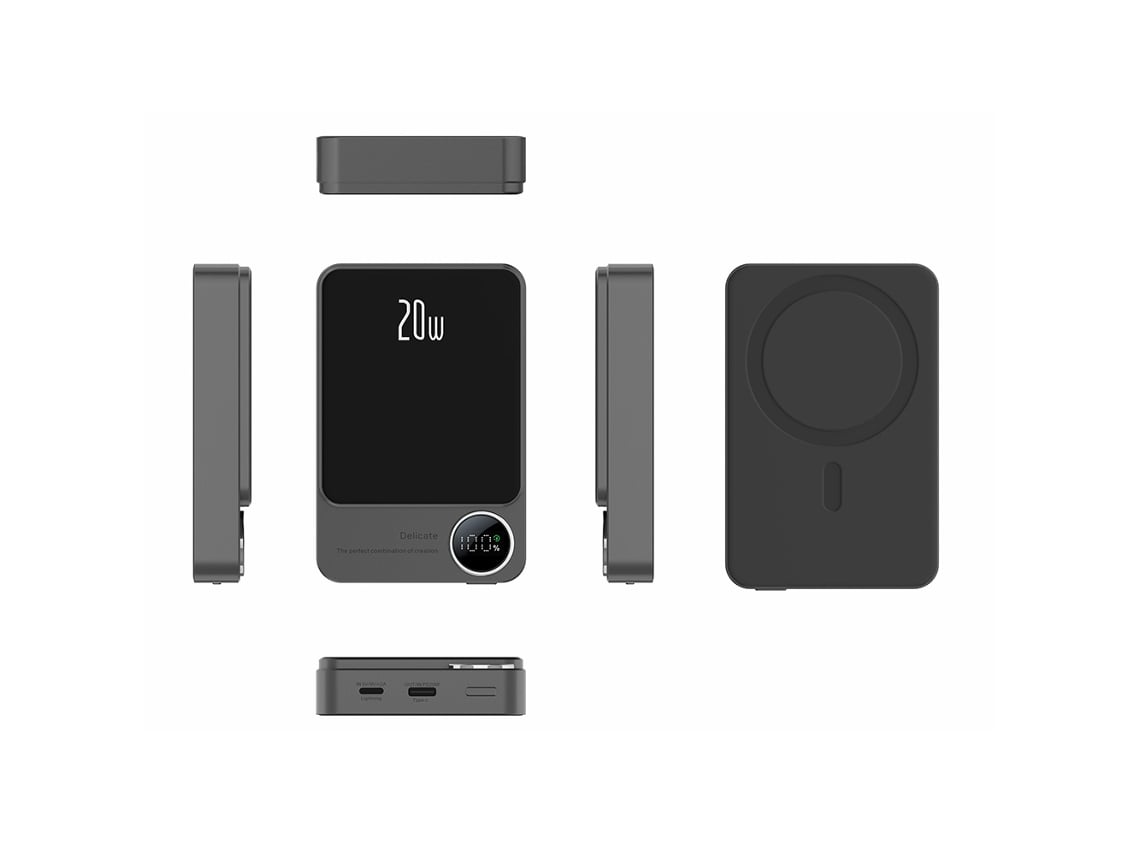 Batería Externa Magnética Inalámbrica Con Carga Rápida Pd20w, 10000mah, Ultradelgada Con Pantalla Led.
