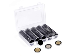 Juego de 100 cápsulas para monedas Noonedibs de 30 mm con espuma protectora en 5 tamaños (17/20/25/27/30 mm)