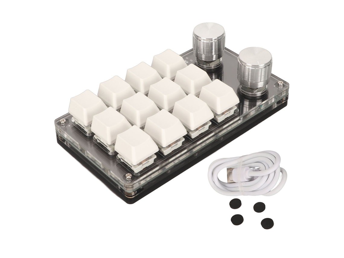 Mini Teclado Mecánico De 12 Teclas Con 2 Botones Giratorios Programables, Plug And Play, Botón Azul.