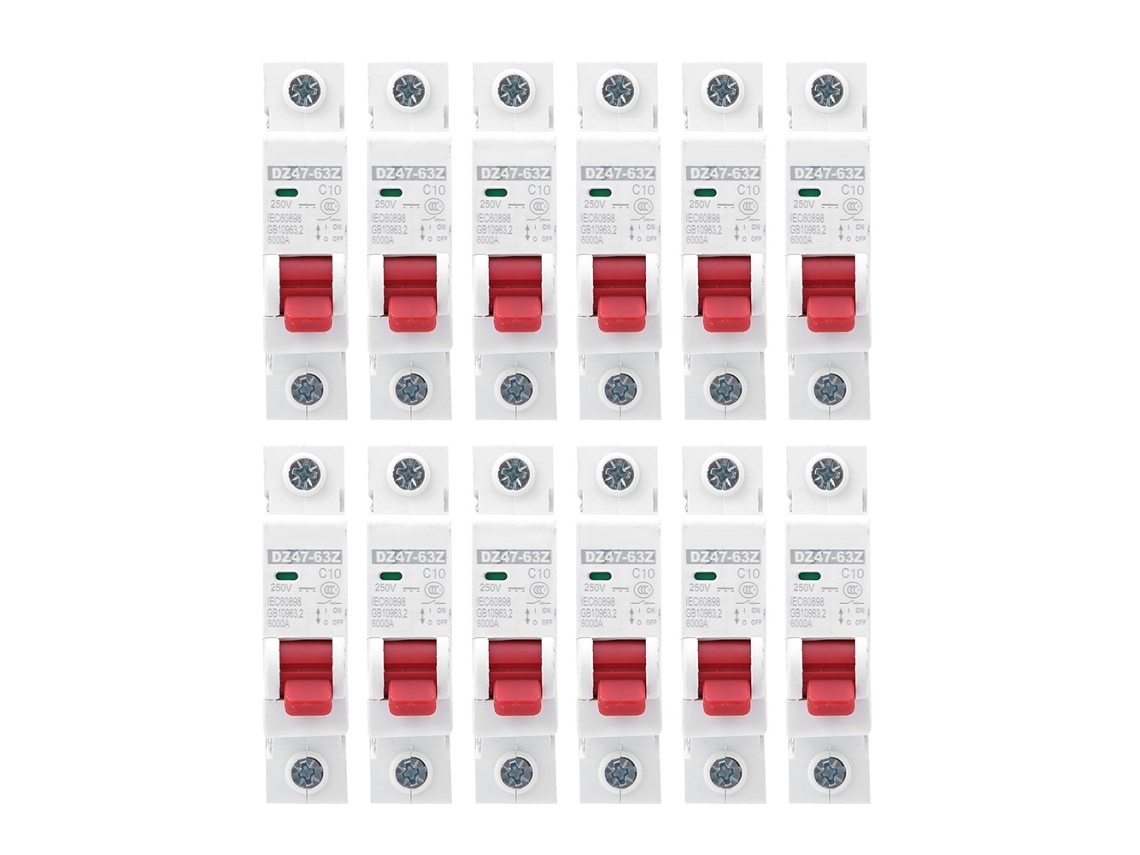 Yncm2026-12pcs Interruptor De Circuito Mcb Dz47-63z Dc250v 1p 10a Protección Para Fotovoltaica