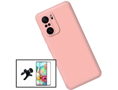Kit Protector de Pantalla de Vidrio Templado + Carcasa + Soporte Magnético Xiaomi Redmi Note 10S PHONECARE Silicona Rosa