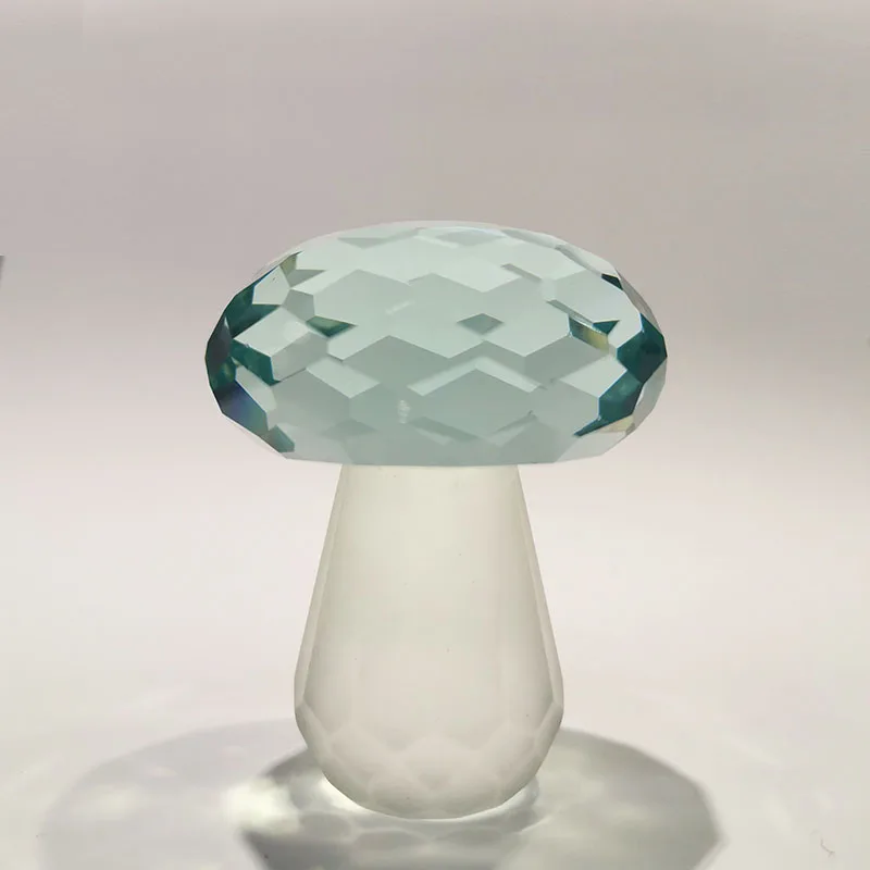 Adorno De Hongo De Cristal (azul Cielo, 53 Mm), Joyería De Vidrio Tallado, Artesanía