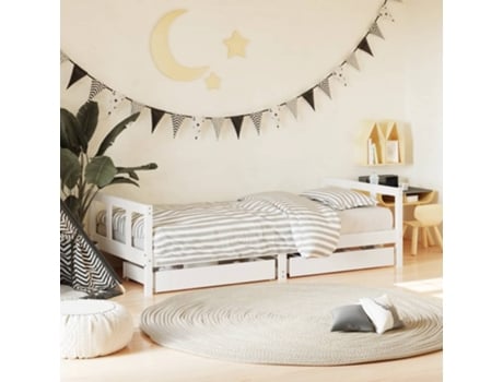 MAISON EXCLUSIVE - Estructura de cama infantil con cajones madera blanco 90x190 cm