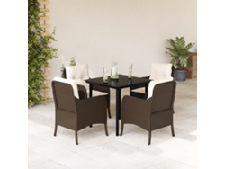 Juego de comedor de jardín de 5 piezas con cojines de mimbre marrón de DKD Home Decor