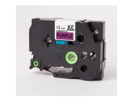 Cinta de etiquetas compatible con la impresora Brother P-Touch (Negro sobre morado - 12 Mm)