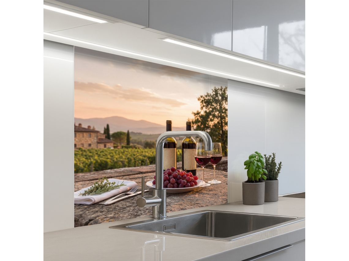 Salpicaderos De Cocina Vino - Copas - Uvas - Viñedo 80x80 Cm