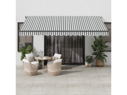 Toldo retráctil manual 450x350 cm antracita y blanco Dkd Home Decor