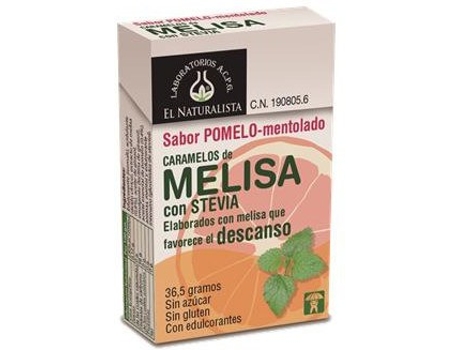 Suplemento Alimentar EL NATURALISTA Caramelos Melisa Stevia (36,5 Gr - Pomelo)