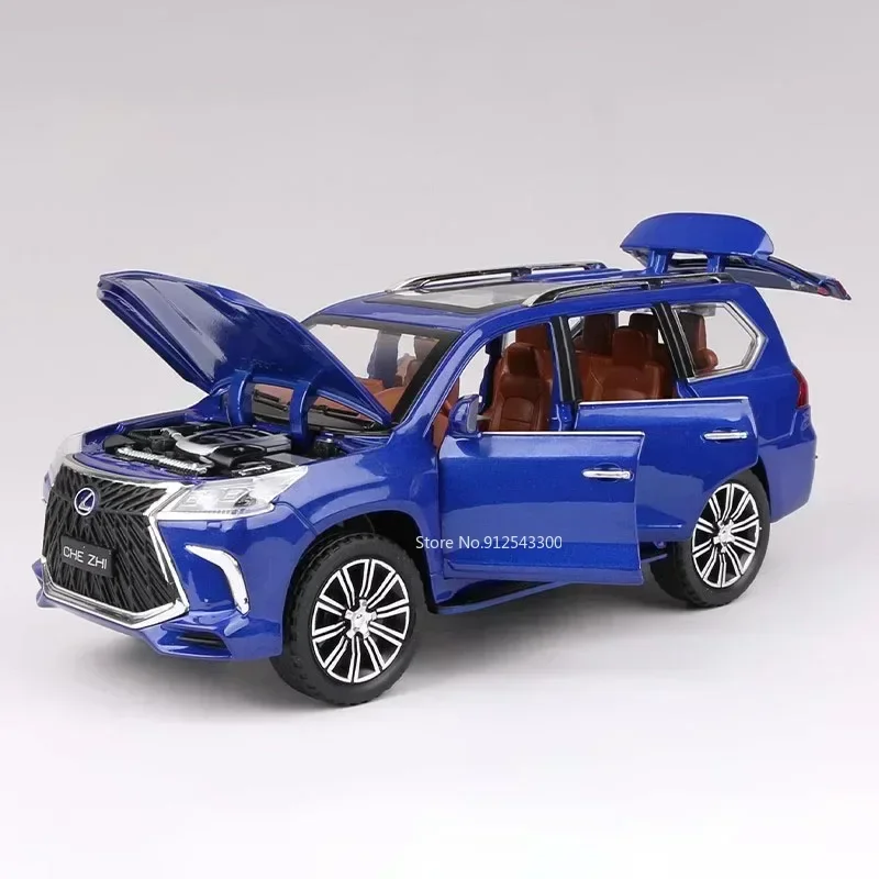 (lx570 Azul) 1:24 - Miniatura de coche de aleación fundida a presión - Simulación de sonido y luz