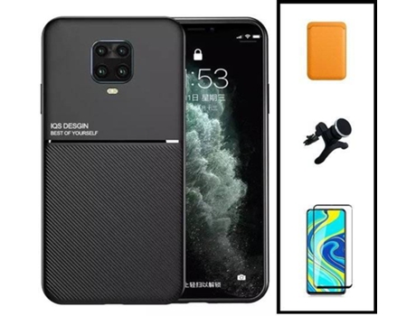Kit Funda Magnetic Lux, Magnetic Wallet Naranja, 5D Full Cover y Soporte Magnético de Coche Reforzado Xiaomi Redmi Note 10 Lite PHONECARE Negro