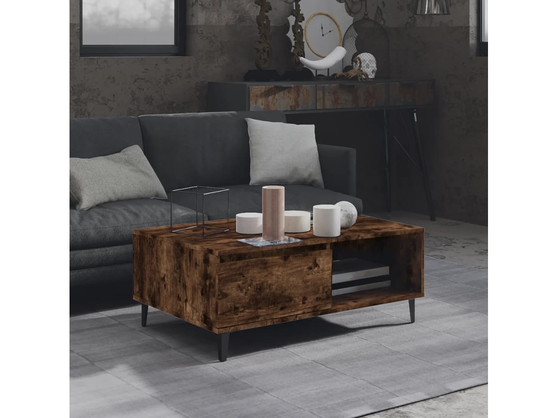 Mesa de Centro de Apoyo 90X60X35 Cm Aglomerado Roble Ahumado
