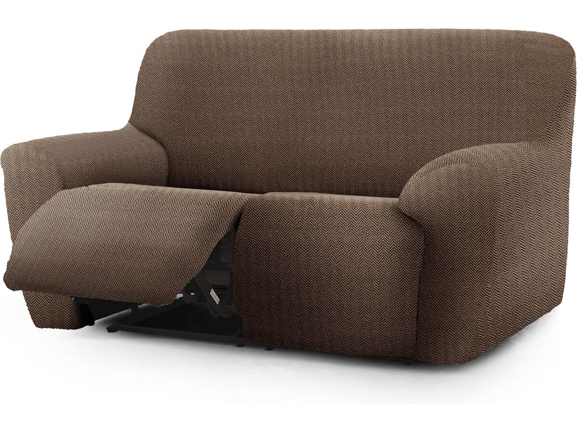 Funda de Sofá Relax Extensible 2 Plazas Derecha EYSA Premium Jaz Tejido Multielástico (200 x 70 x 120 cm - Poliéster y Algodón - Marrón)
