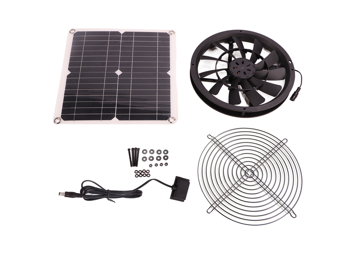 Kit De Ventilador Solar De 18 V Y 12 W, Extractor De Aire Impermeable Ip65 Para Cobertizos, Perreras, Invernaderos Y Exteriores.