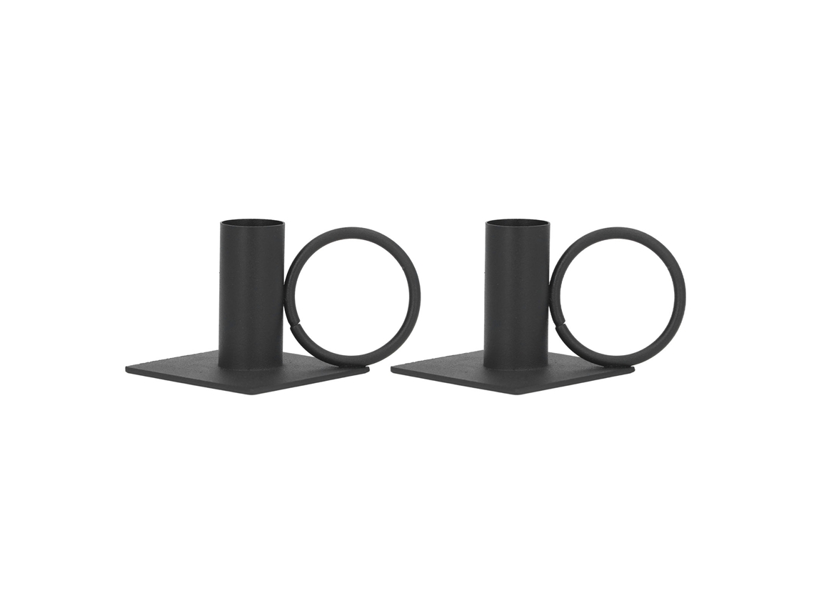 2 Portavelas De Metal Negro Con Base Estable, De Amplia Aplicación, Ideales Para Decorar Mesas Y Chimeneas.