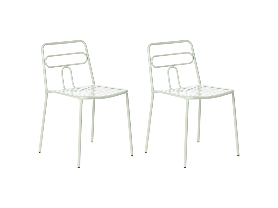 Conjunto De Cadeiras Empilháveis Para Pátio Beliani Agerola De Aço Verde 48x48x78