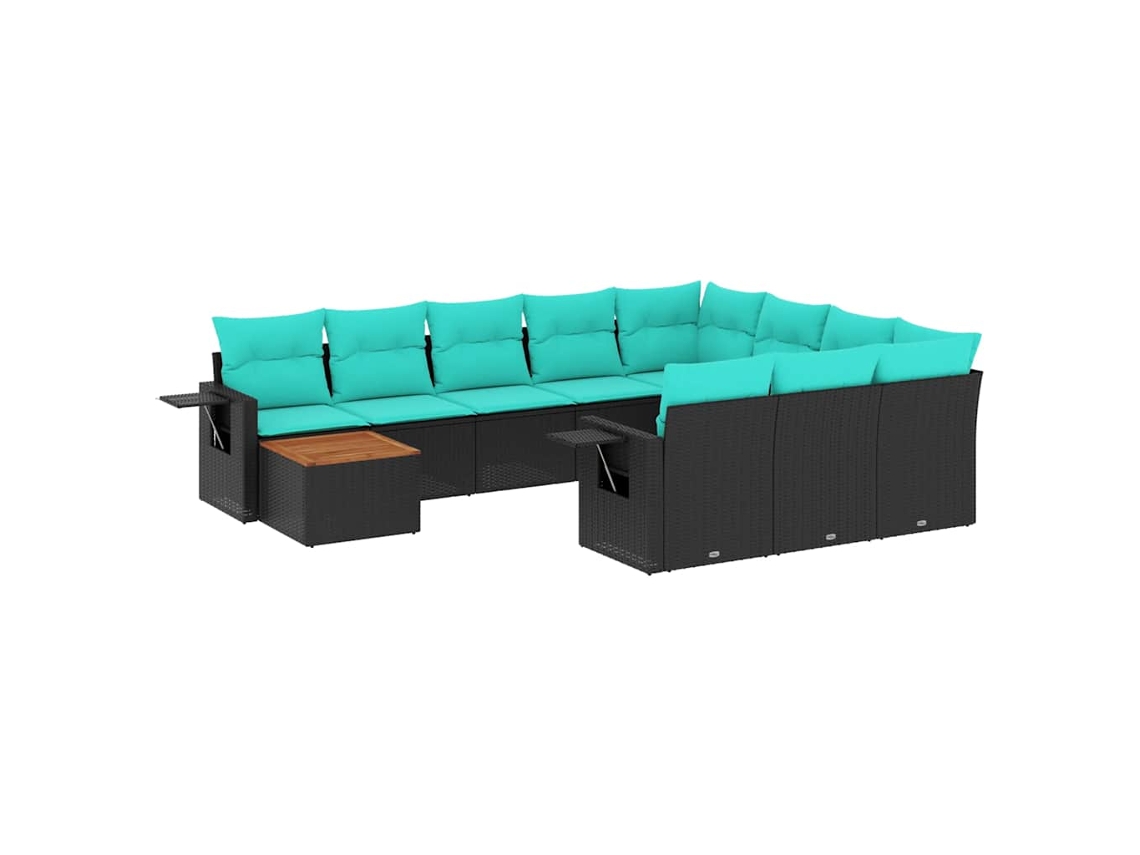 Maison Exclusive - Conjunto De Sofá De Jardín De 11 Piezas Con Cojines, De Poliratán Negro