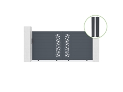 Puerta corredera 3m SUNNY H.140cm aluminio gris 2 postes 20x20cm H.166cm CASANOOV