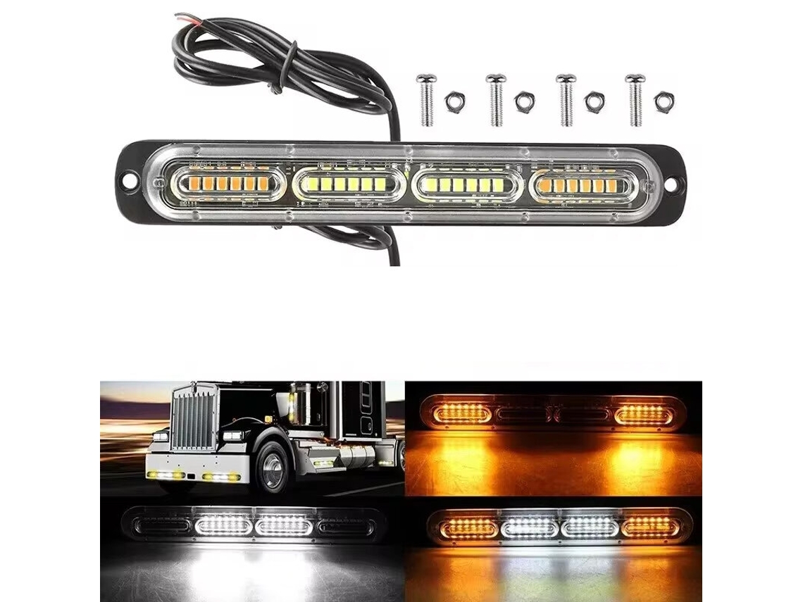 Luz de advertencia lateral LED amarilla de 12 V-24 V para coche, camión, furgoneta, camión y motocicleta. Luz de emergencia universal.