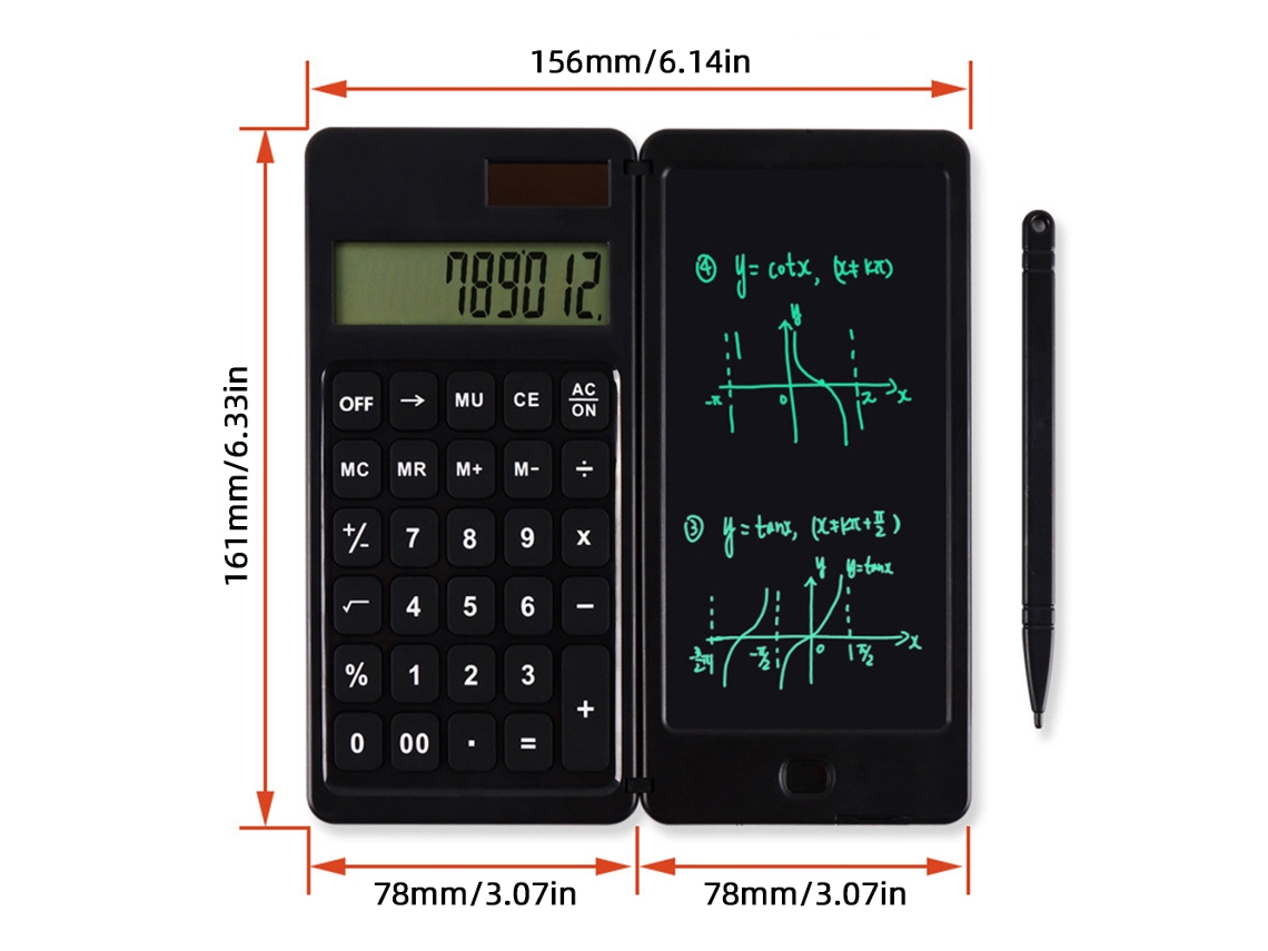 Calculadora científica (tablero de escritura de 6 pulgadas, funciona con pilas y energía solar)