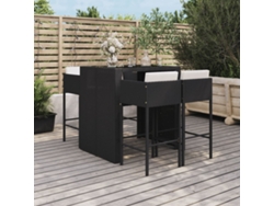 Conjunto de bar de jardín de 5 piezas con cojines, mimbre sintético negro, DKD Home Decor