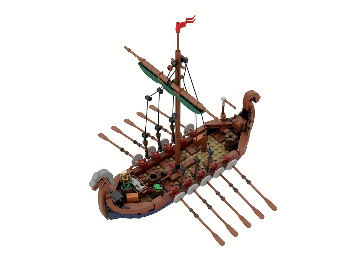 Barco Vikingo Medieval Moc De 463 Piezas, Juguete Educativo De Navegación Y Aventura Oceánica