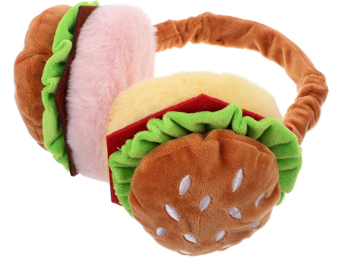 Orejeras Plegables De Felpa Con Forma De Hamburguesa Para Mujer, Cálidas Y Suaves, Protegen Del Frío Y Del Viento.