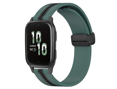 Correa Para Garmin Forerunner Sq2 20 Mm Cierre Magnético Plegable Correa De Reloj De Silicona Verde Oliva - Negro VENISYMLIS