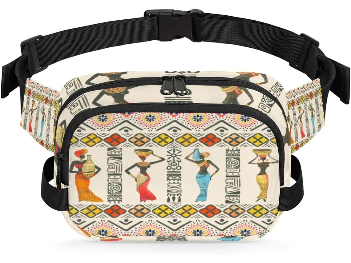 Riñonera étnica africana vintage para mujer, 22,8 x 6,3 x 15,5 cm, diseño DIY, impermeable, alta calidad.