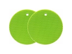 Juego de 2 manteles individuales circulares de silicona, color verde, 17,5 cm de diámetro cada uno JEIIBRZUI