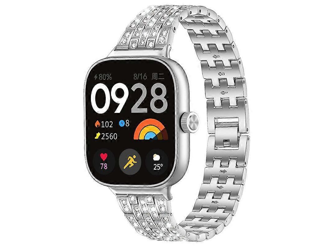 Pulsera metálica Xdfind con cinco cuentas y diamantes para Xiaomi Smart Band 9 Pro/8 Pro/Redmi Watch 5/4