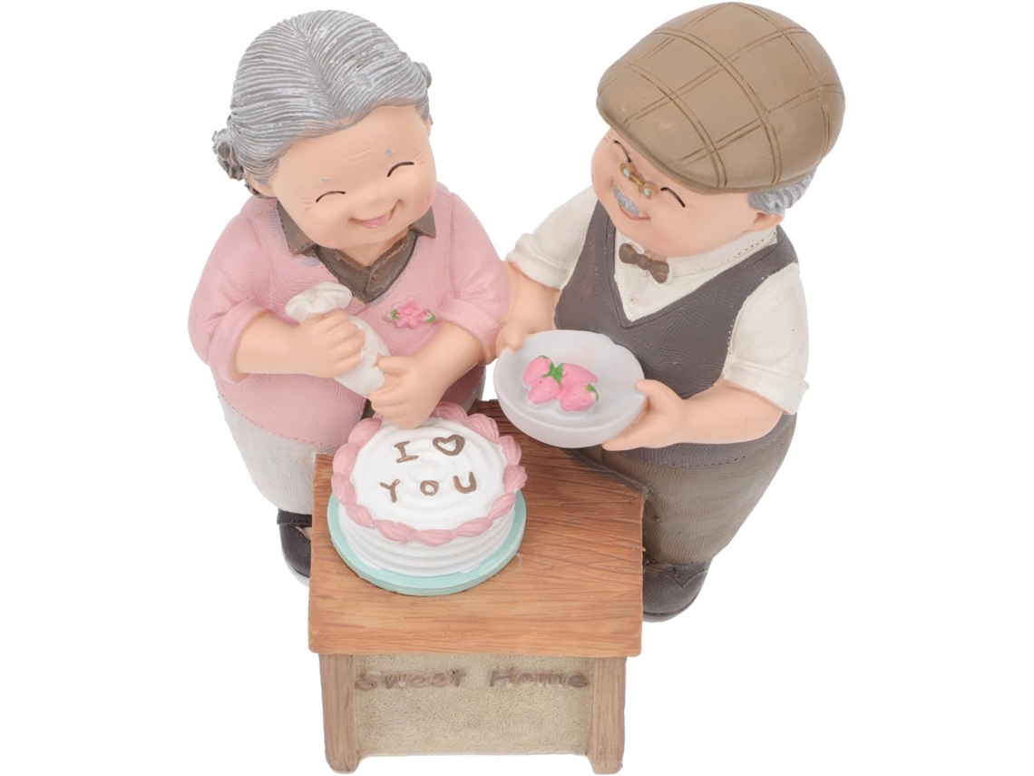 Figura Resina Representa Pareja Ancianos Ideal Decoración Ligera Elegante Cumpleaños Decorar Oficina