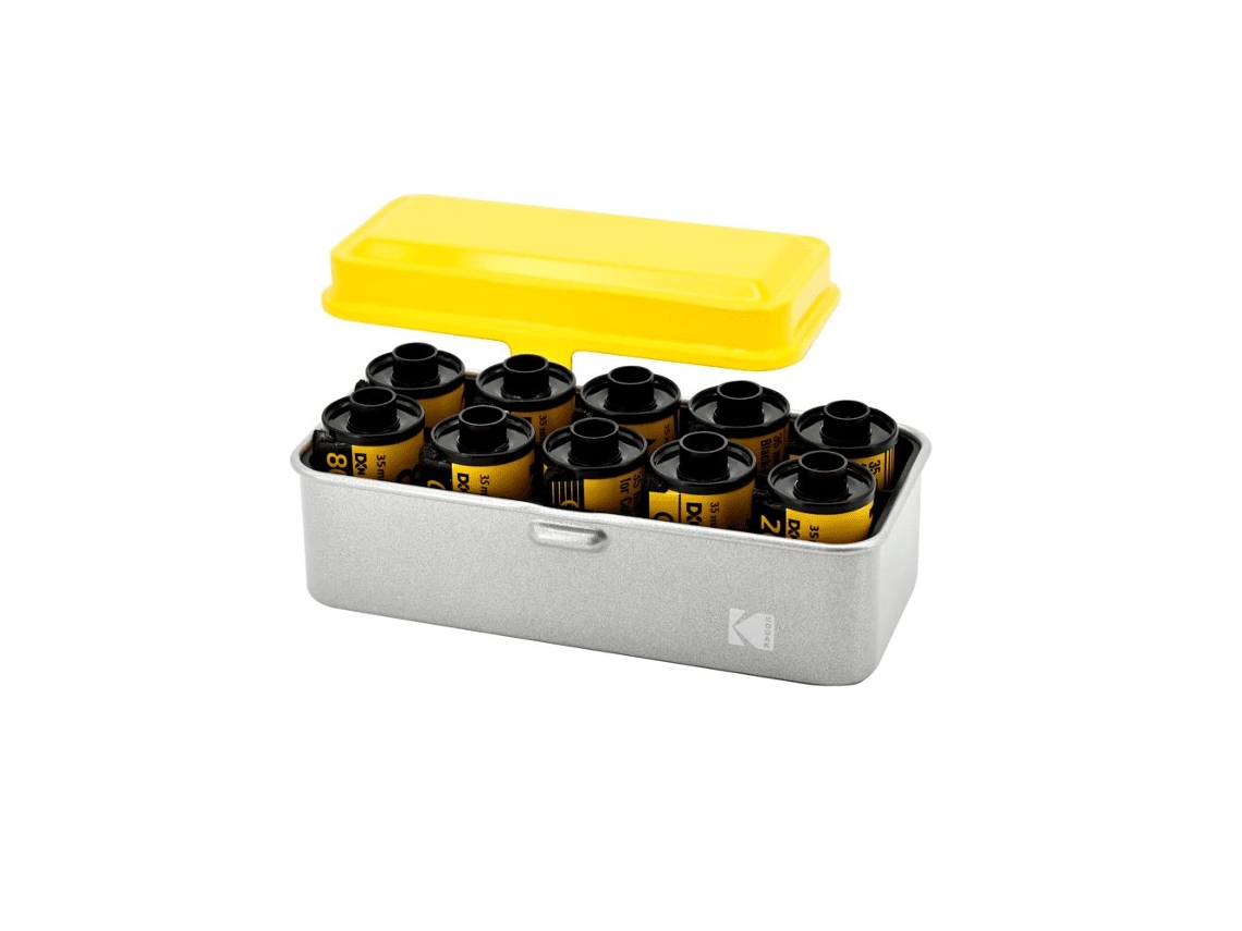 Estuche compacto de acero KODAK para 8 rollos de película de 120 o 10 rollos de película de 135, tapa extraíble, acabado mate (120/135)