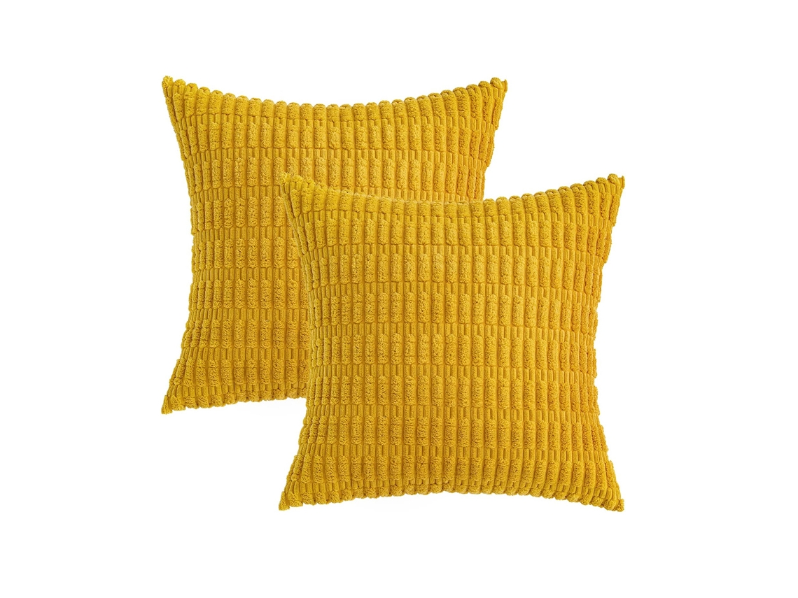 Juego De 2 Fundas De Almohada De Pana A Rayas, 45 X 45 Cm, Estilo Rústico Bohemio.