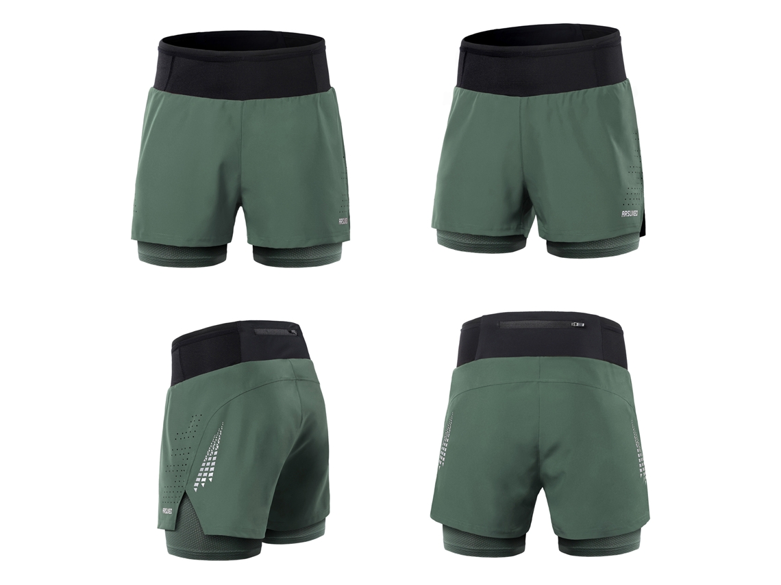 Pantalones Cortos Deportivos 2 En 1 Para Hombre Con Bolsillo, Cintura Alta, Estilo Atlético, Para Gimnasio, Correr Y Tenis.