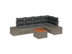 Conjunto de sofá de jardín de 6 piezas de mimbre gris EXCLUSIVO DE LA CASA