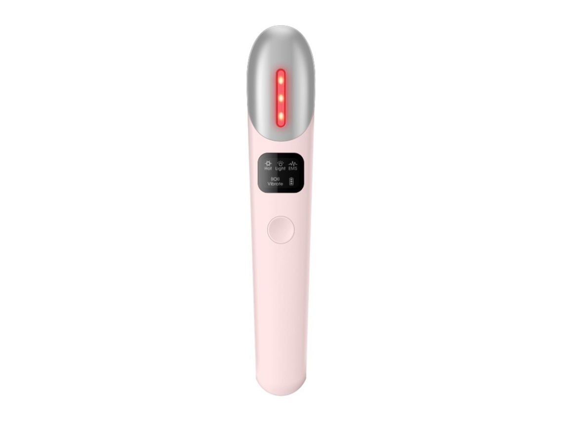 Masajeador ocular microeléctrico (rosa) para ojeras y arrugas.