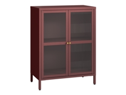 Aparador Säkylä 84x64x35cm 2 Puertas Cristal Rojo [EN.CASA]