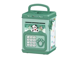 Divertida alcancía electrónica para niños con sensor de huellas dactilares y mecanismo de cuerda manual. Color: verde.