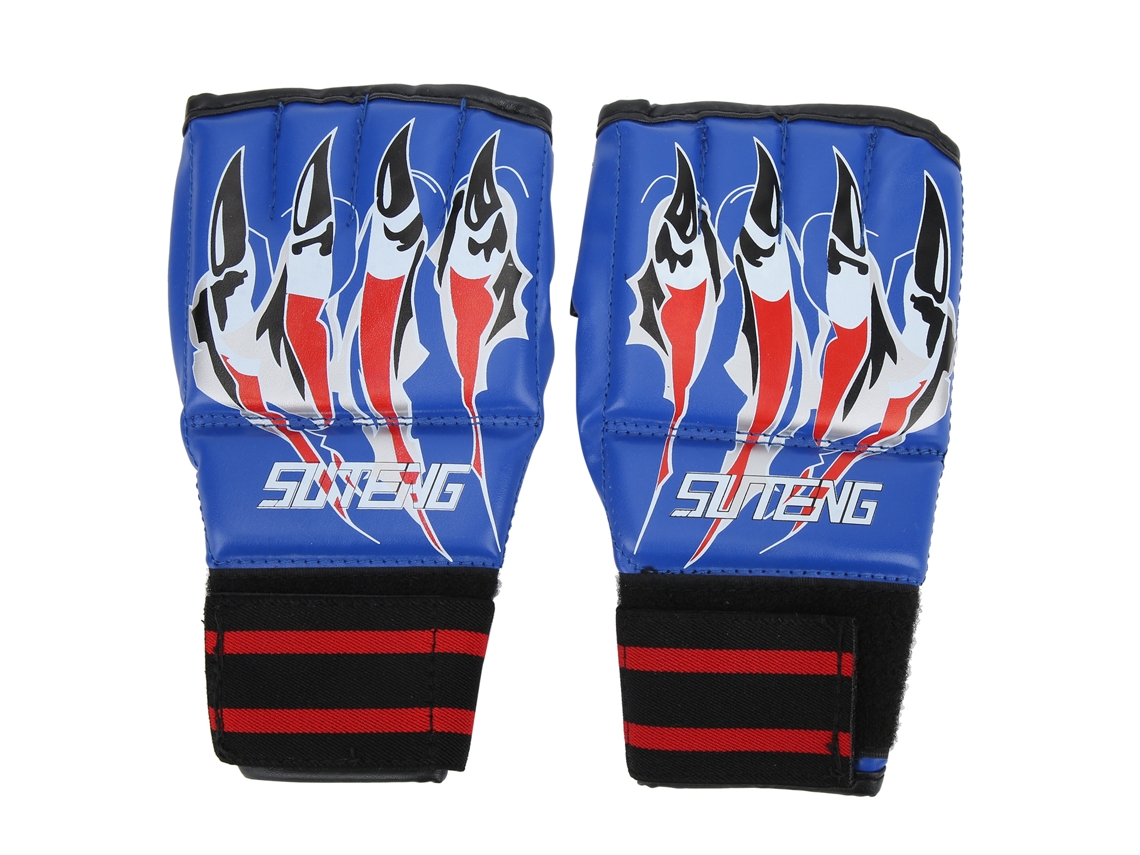Guantes De Boxeo Sin Dedos, Resistentes Al Sudor, Con Banda Elástica De Alta Calidad, Para Entrenamiento Y Competición Con Saco De Boxeo, Color Azul.