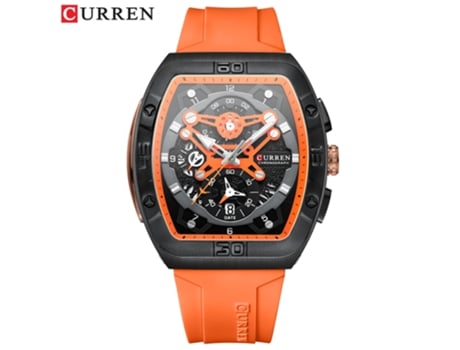 Relojes para Hombre Reloj con Correa para Hombre Relojes de Pulsera con Calendario de Cuarzo Resistentes al Agua-Concha Negra Naranja LUUCOZK