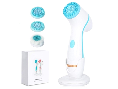 Escova de limpeza facial à prova d'água Escova giratória facial com 3 cabeças Carregamento USB Spin Face Escova (azul)